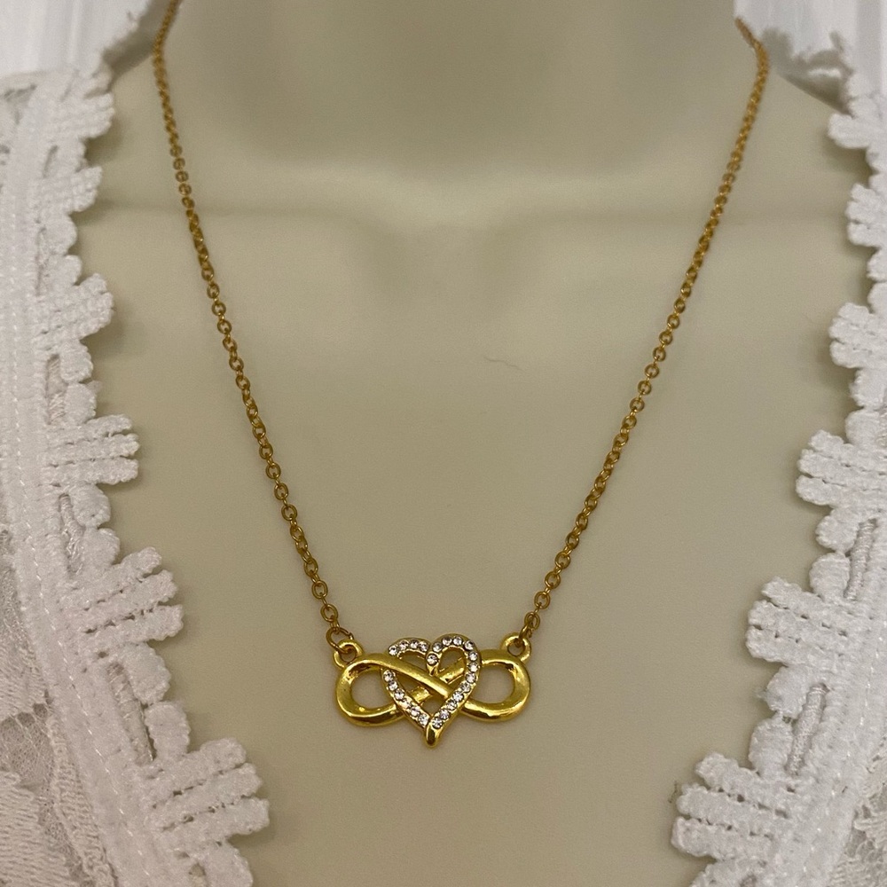 Dainty Gold Infinity Heart Necklace - Picture 2 of 2